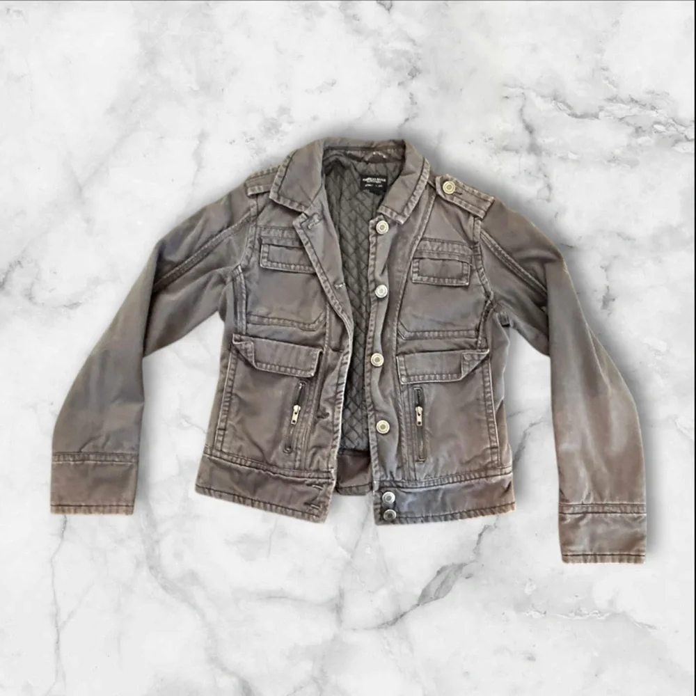 Gray Utility Military Jacket Women’s Small Lightweight Cargo Coat